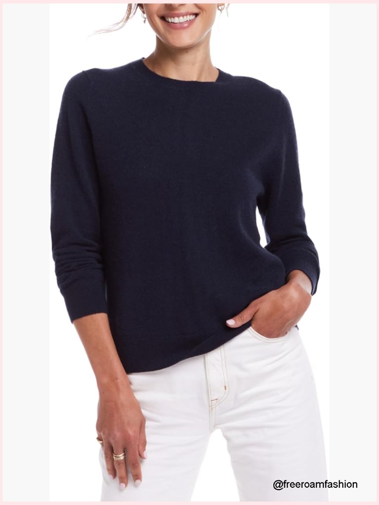 100% Pure Cashmere Lightweight Sweater Long Sleeve Crew Neck Soft Pullover
